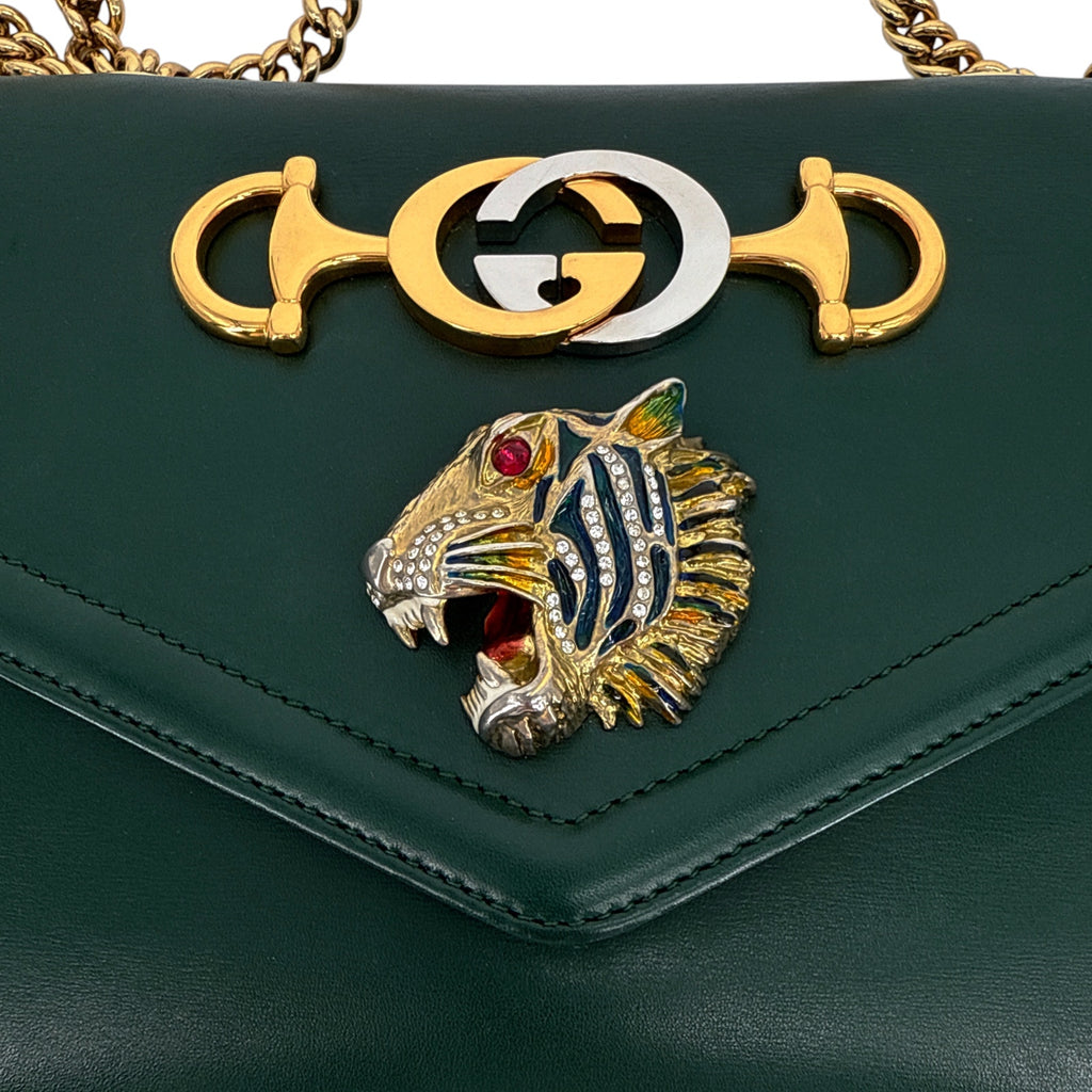 GUCCI Rajah Medium Shoulder Bag in Vintage Green