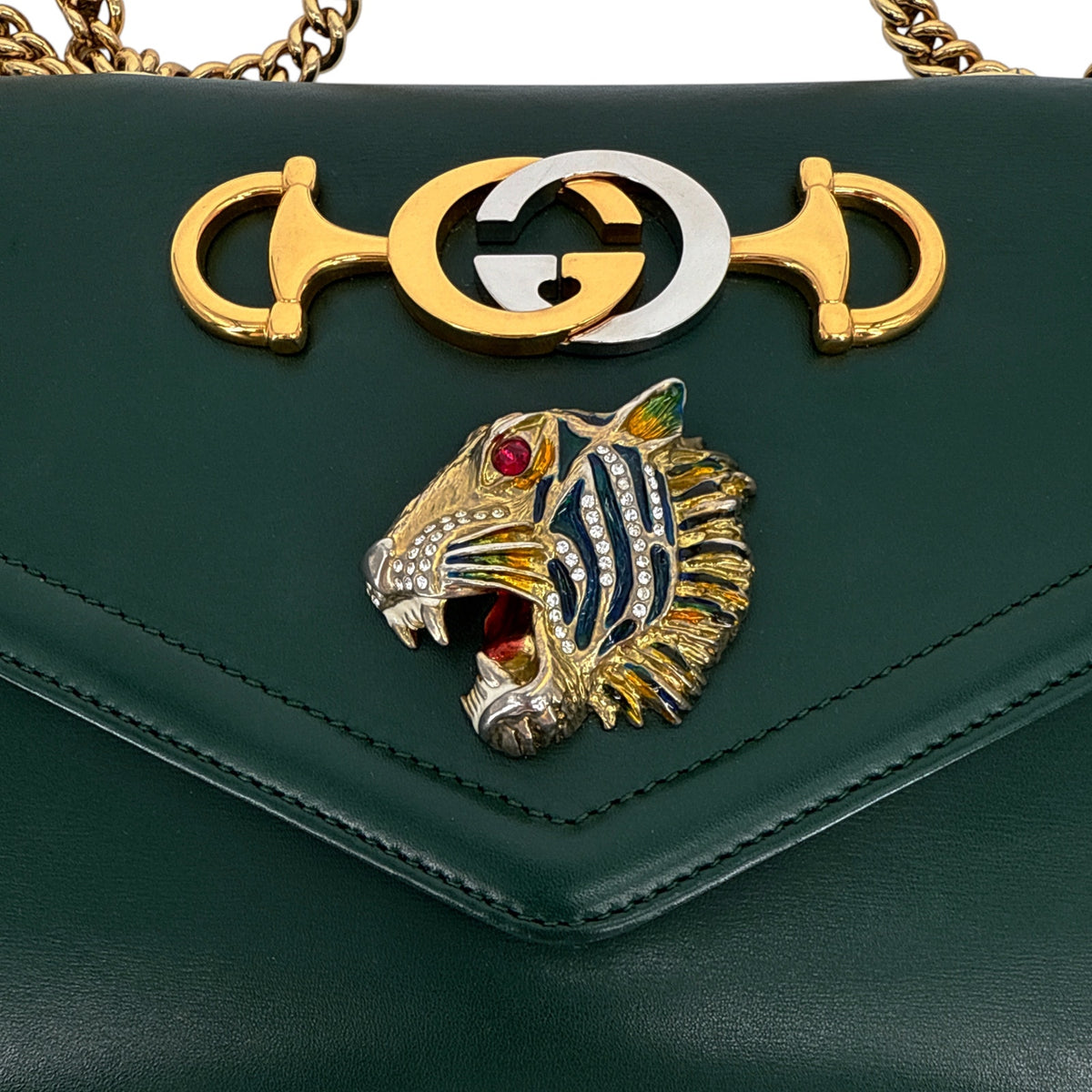 GUCCI Rajah Medium Shoulder Bag in Vintage Green