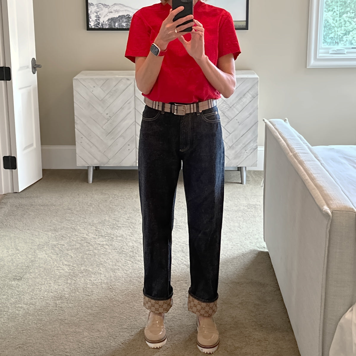GUCCI Denim Pants with GG Supreme Canvas Cuff 24