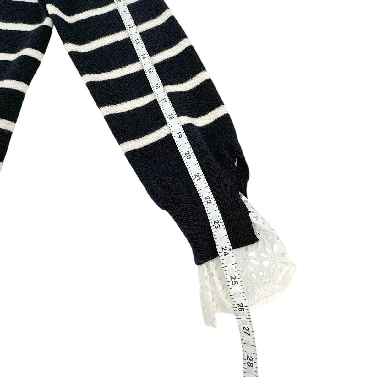 3.1 PHILLIP LIM Sailor Stripe Lace Cuff Sweater S