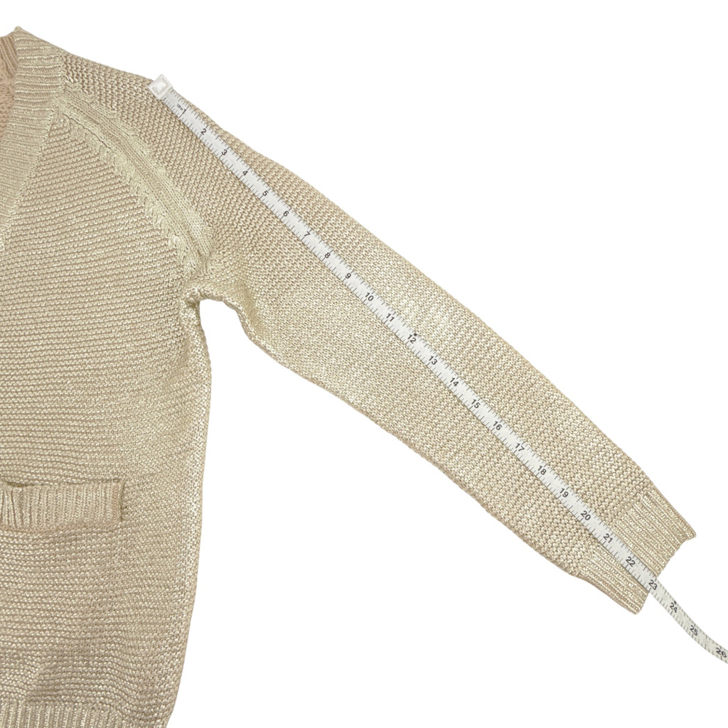 THE GREAT. The Varsity Cardigan Gold Shimmer 0|XS