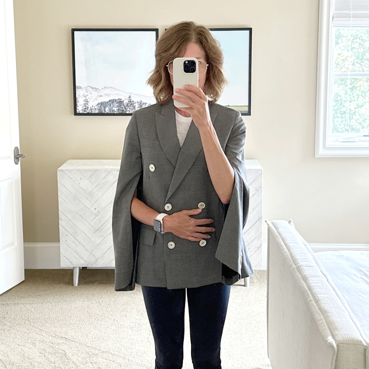 GOLDEN GOOSE Misam Double Breasted Blazer Jacket in Grey XS