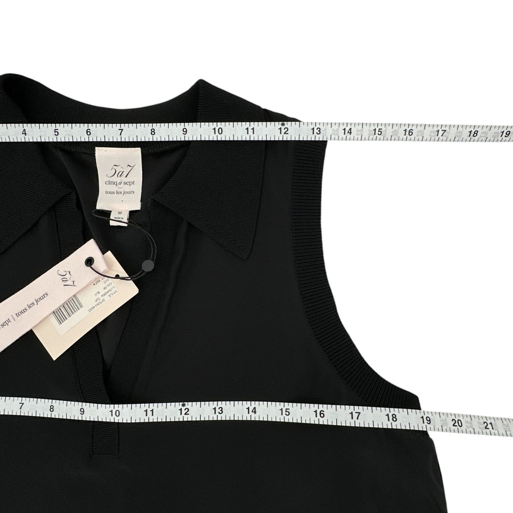CINQ A SEPT Lysandra Silk Top in Black M