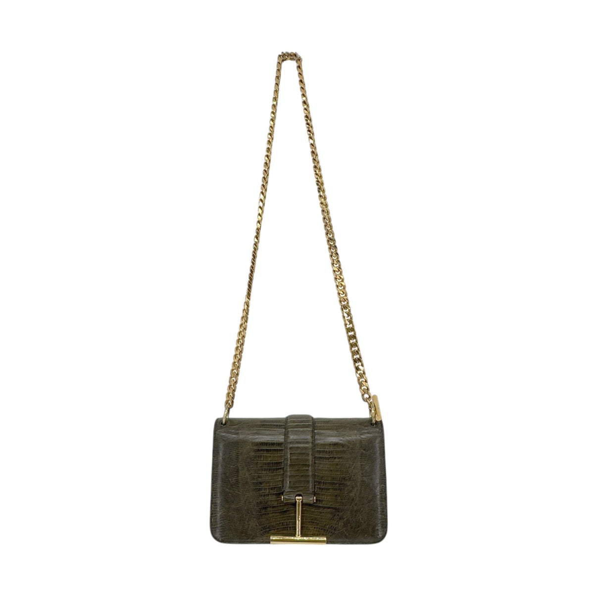 TOM FORD Tara Chain Tejus Lizard Shoulder Bag