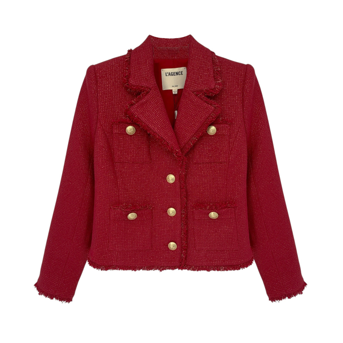 L'AGENCE Sylvia Collared Jacket in Garnet Red &amp; Copper 4