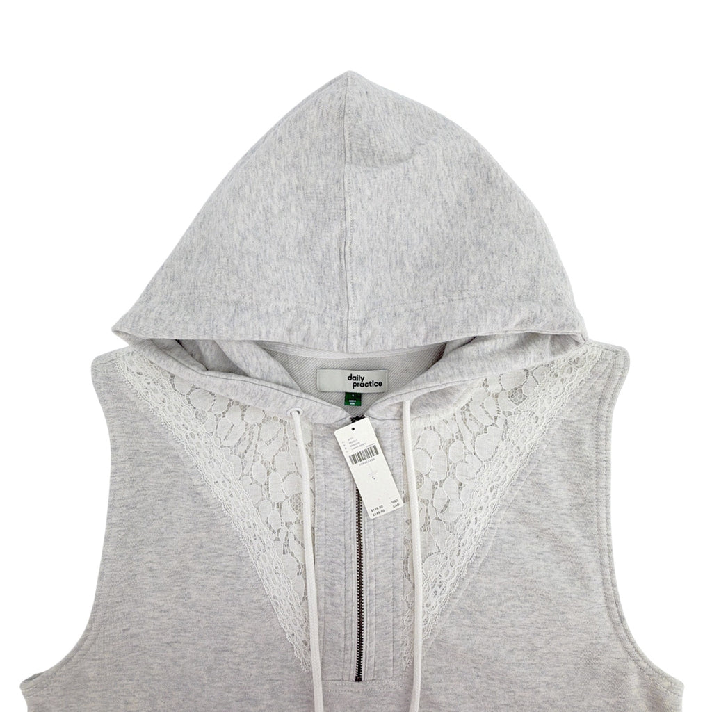 ANTHROPOLOGIE Daily Practice Sleeveless Lace Detail Hoodie S