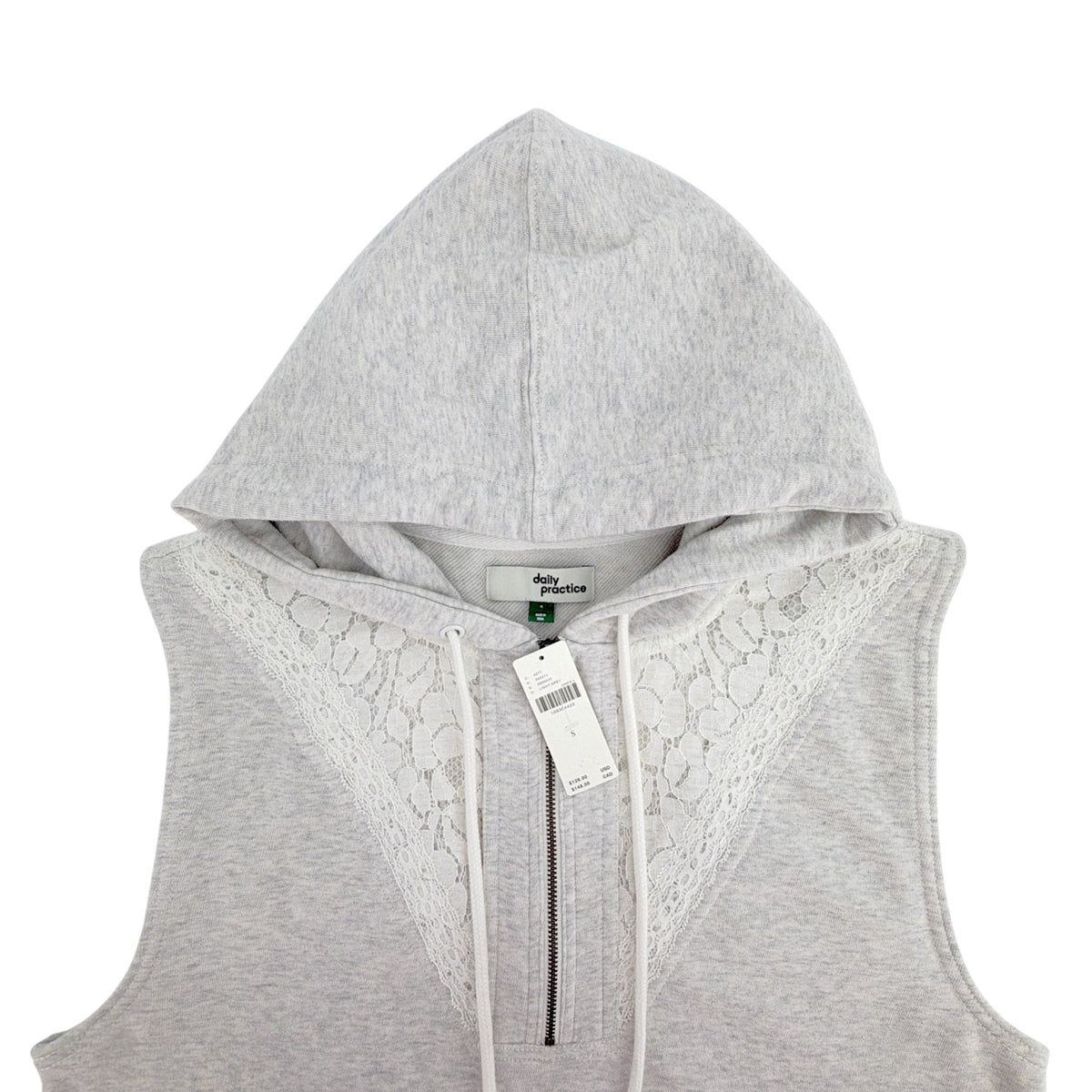 ANTHROPOLOGIE Daily Practice Sleeveless Lace Detail Hoodie S