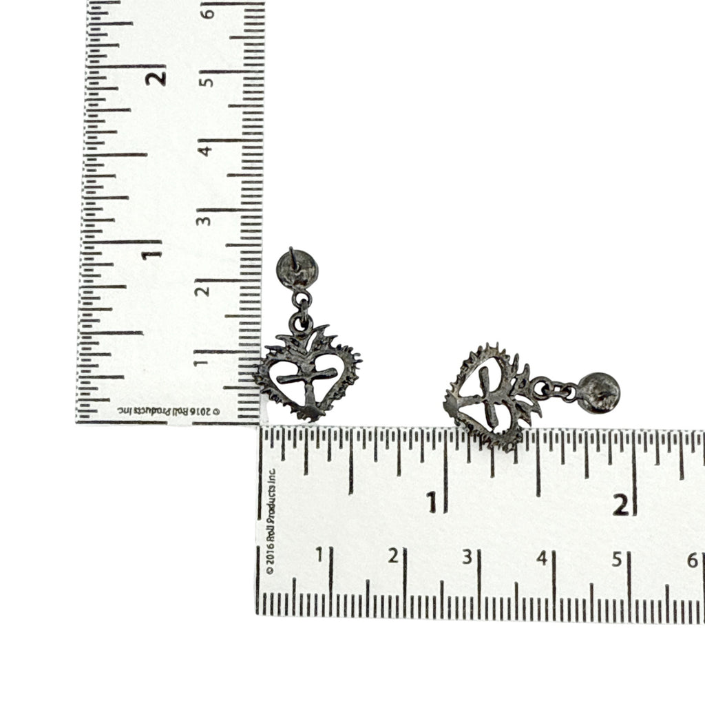 VSA Queen of Hearts Crystal Drop Earrings Gunmetal