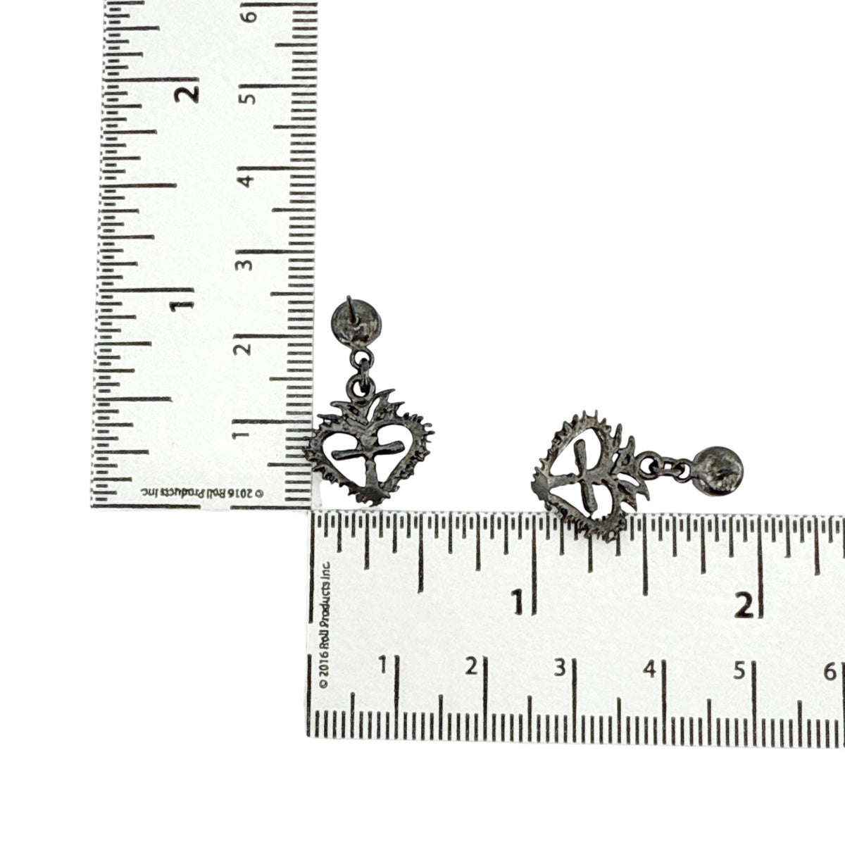 VSA Queen of Hearts Crystal Drop Earrings Gunmetal