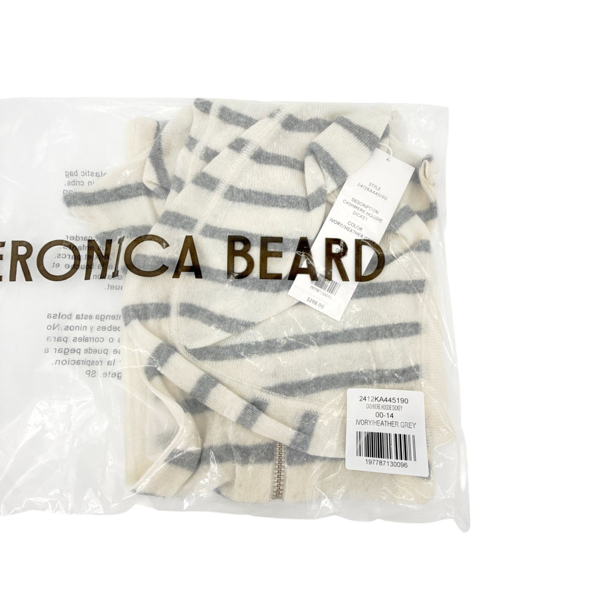 VERONICA BEARD Cashmere Hoodie Dickey in Ivory & Heather Grey