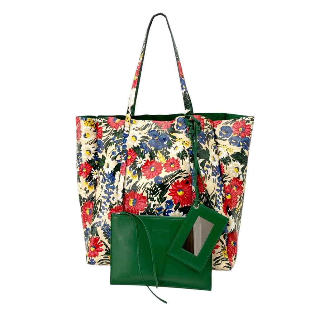 BALENCIAGA Everyday Floral Leather Tote Bag