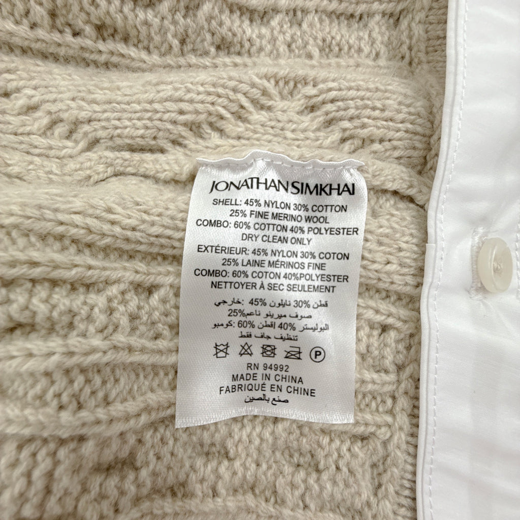 JONATHAN SIMKHAI Davina Patchwork Cardigan Jacket in Bone Multi M