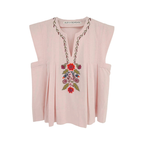 ALIX of BOHEMIA Nadine Heirloom Flora Top in Light Pink S