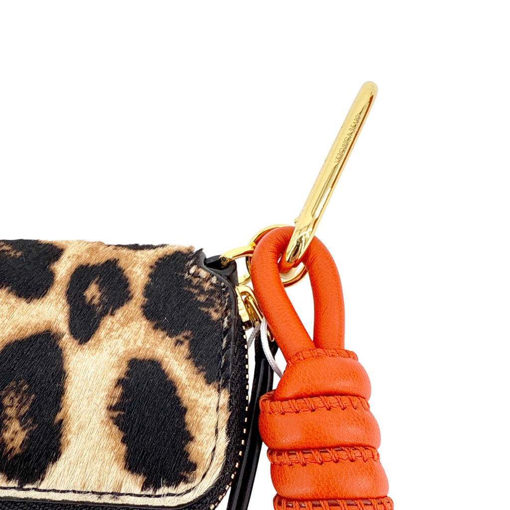 VERONICA BEARD Leopard Zip Pouch Bag Charm Dark Acorn