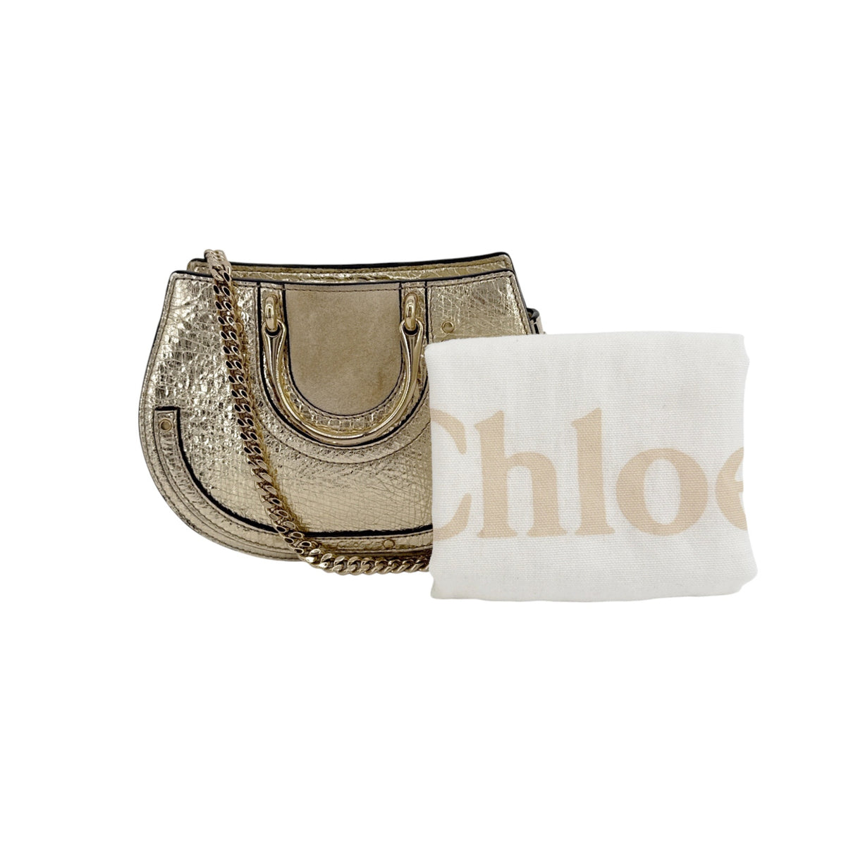 CHLOE Pixie Mini Convertible Belt Bag Metallic Gold