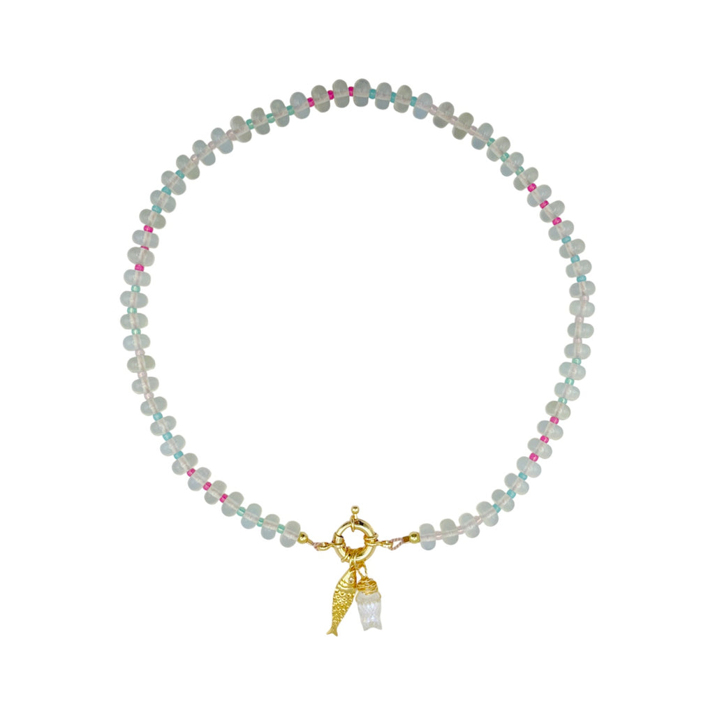 THE SILVER WREN Mirage Stone Candy Fish Necklace in Opalite 18"