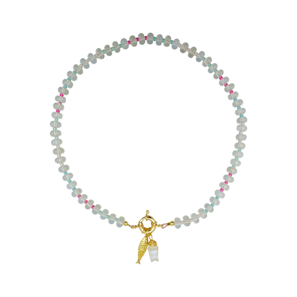 THE SILVER WREN Mirage Stone Candy Fish Necklace in Opalite 18"