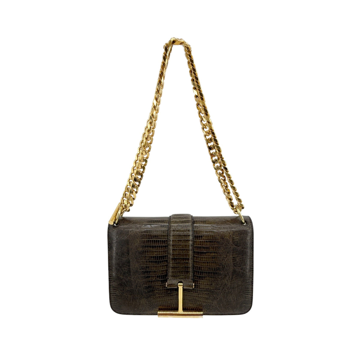 TOM FORD Tara Chain Tejus Lizard Shoulder Bag