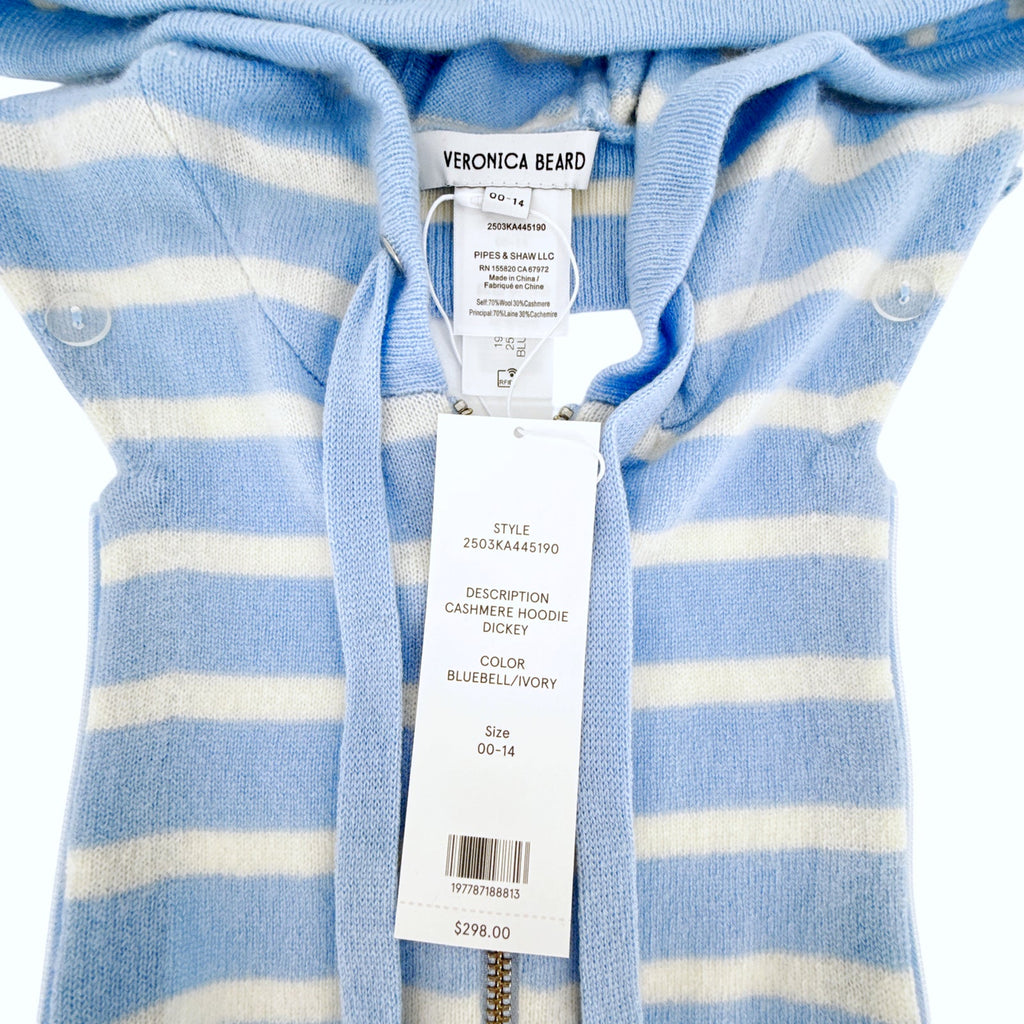 VERONICA BEARD Cashmere Hoodie Dickey in Bluebell & Ivory