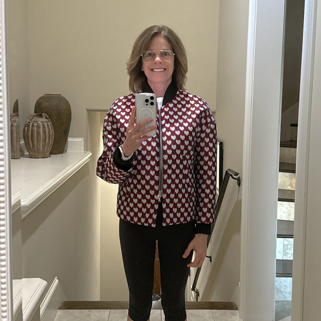 REDVALENTINO Jacquard Heart Bomber Jacket XS