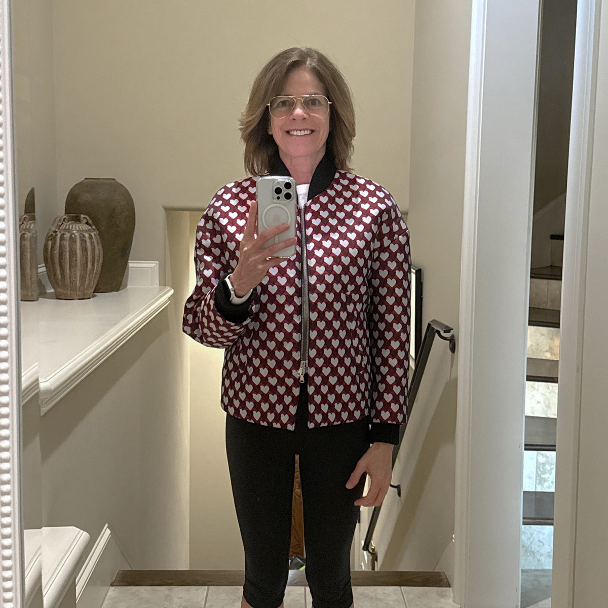REDVALENTINO Jacquard Heart Bomber Jacket XS