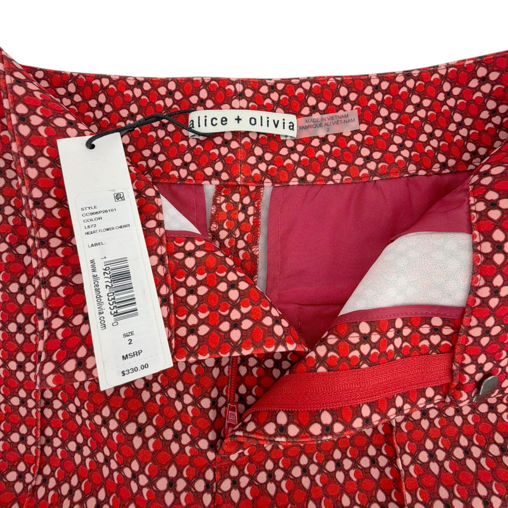 ALICE+OLIVIA Dylan High Waist Wide Leg Pants in Heart Flower Cherry 2