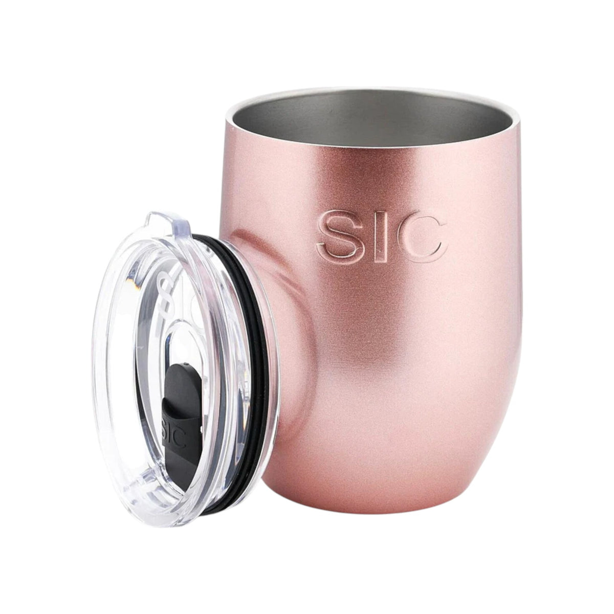 SIC Seriously Ice Cold Stemless 16 oz. Wine Tumbler in Rose Glitter