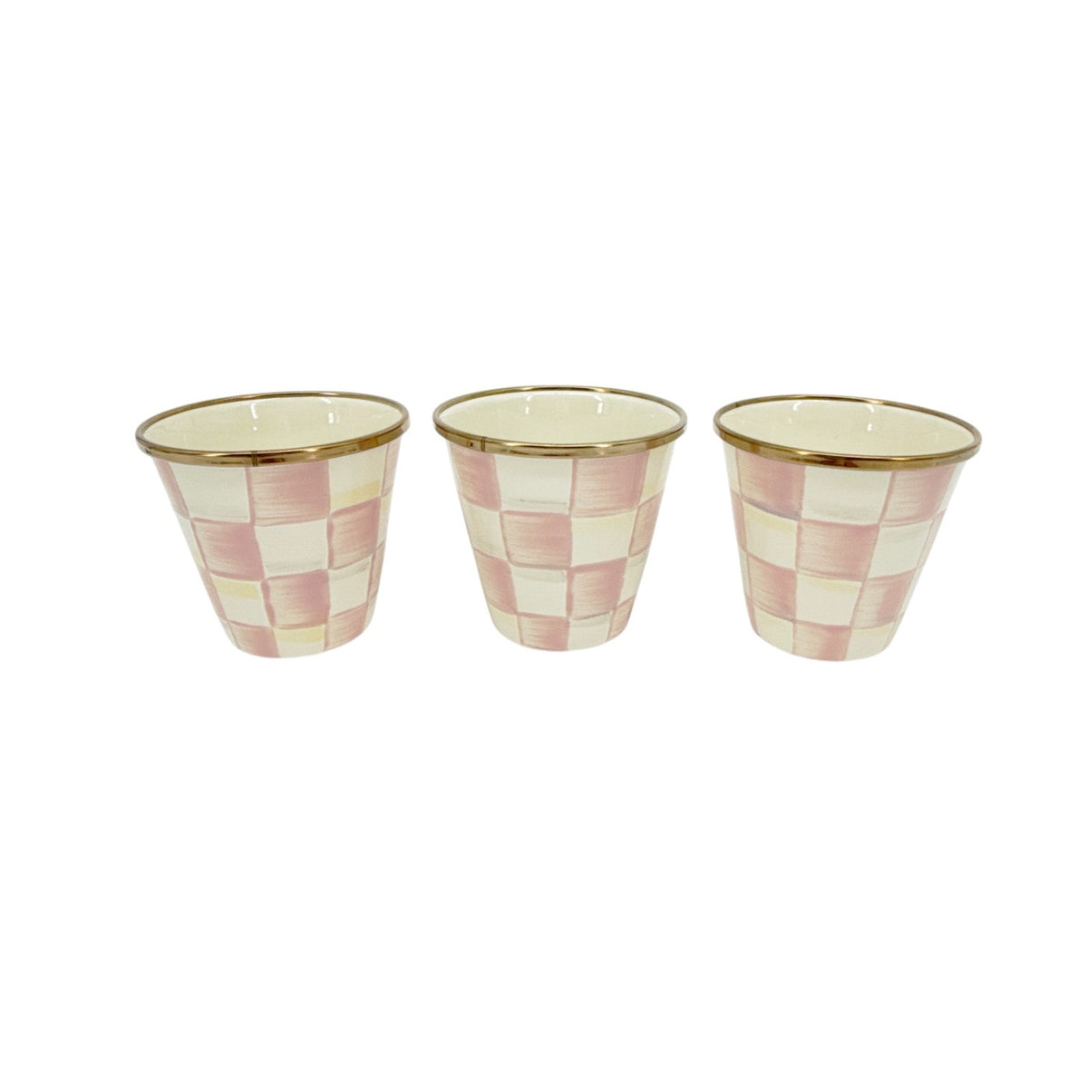 MACKENZIE-CHILDS Herb Pots in Rosy Check Set of 3