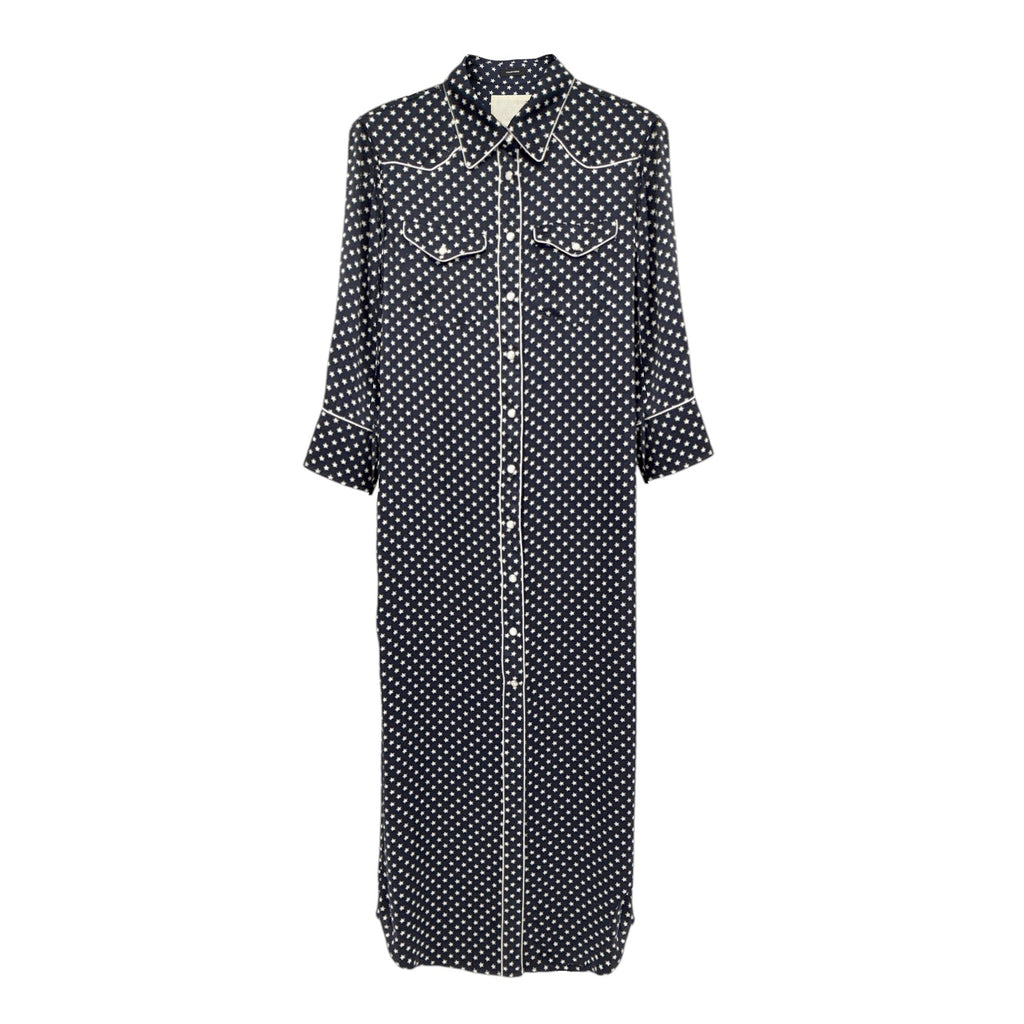R13 Cowboy Dress in Silk Navy Star S