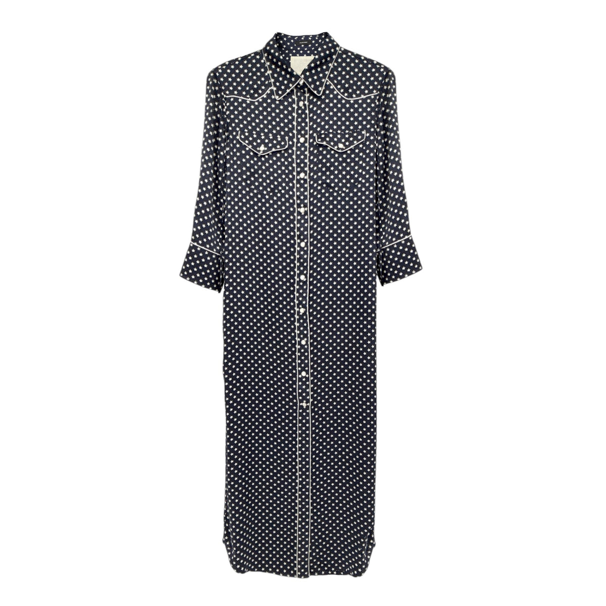 R13 Cowboy Dress in Silk Navy Star S
