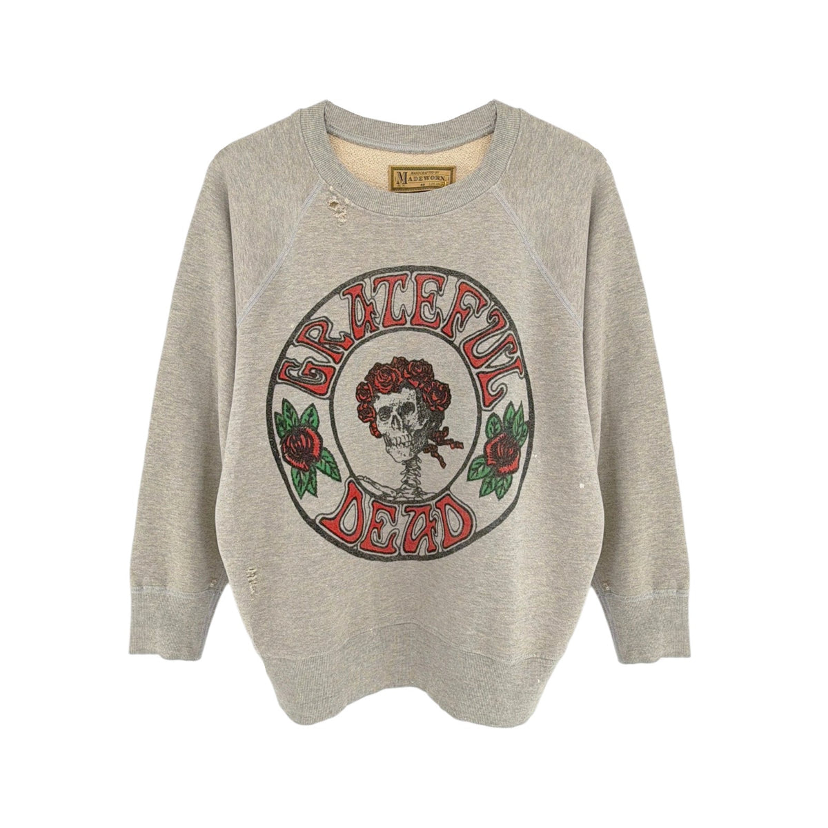 MADEWORN Grateful Dead Sugar Magnolia Shrunken Sweatshirt in Heather M
