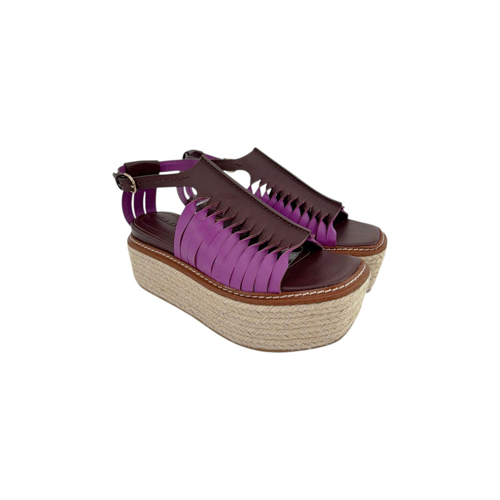 ULLA JOHNSON Valencia Twisted Contrast Flatform Espadrilles In Bitter Chocolate 37