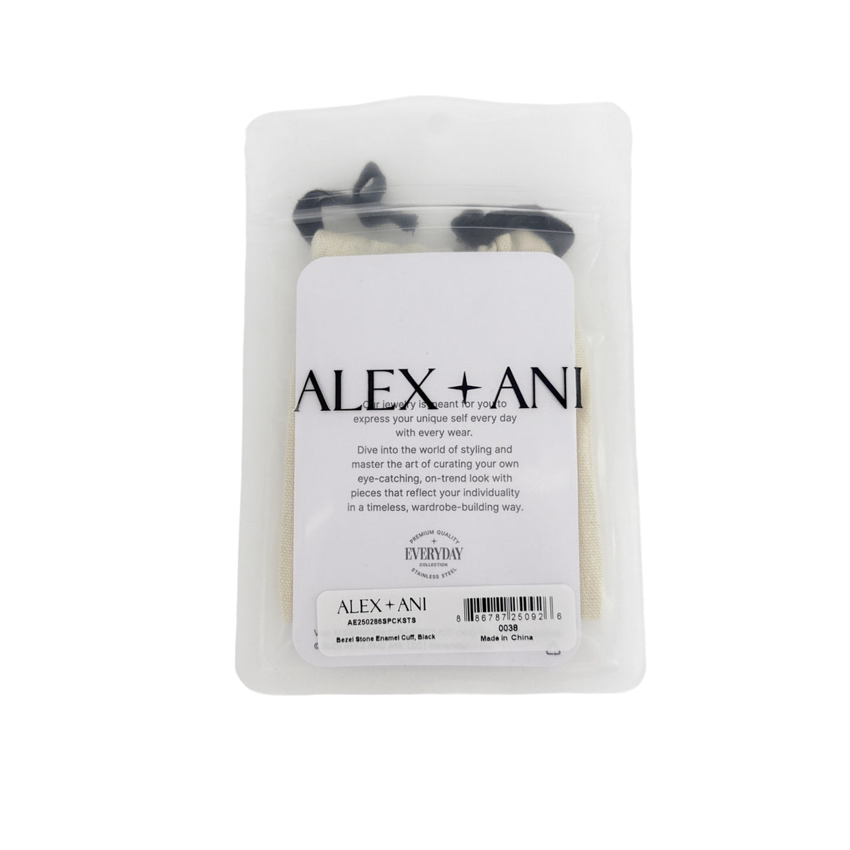 ALEX+ANI Bezel Stone Enamel Cuff Black