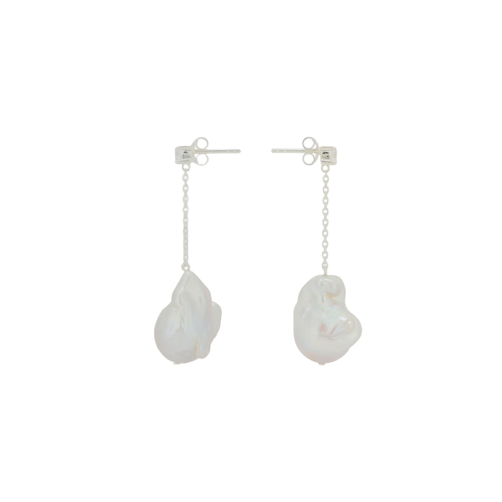 COMPLETEDWORKS Suspended Boulder Baroque Pearl & CZ Sterling Silver Earrings