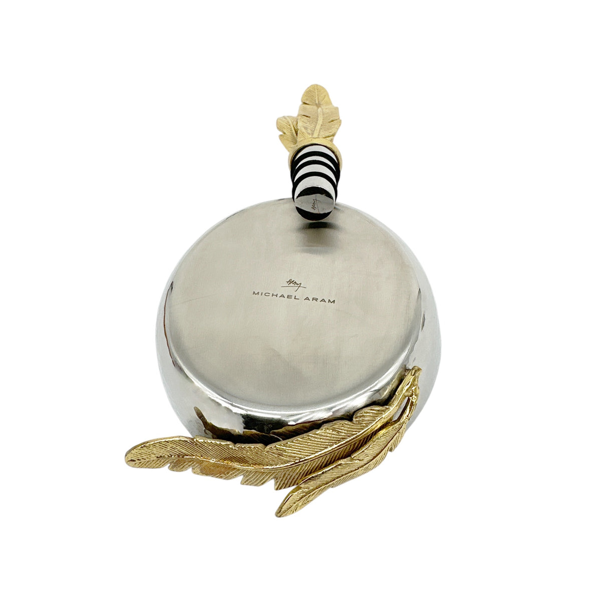 MICHAEL ARAM Gold Feather Coaster & Wine Stopper Set