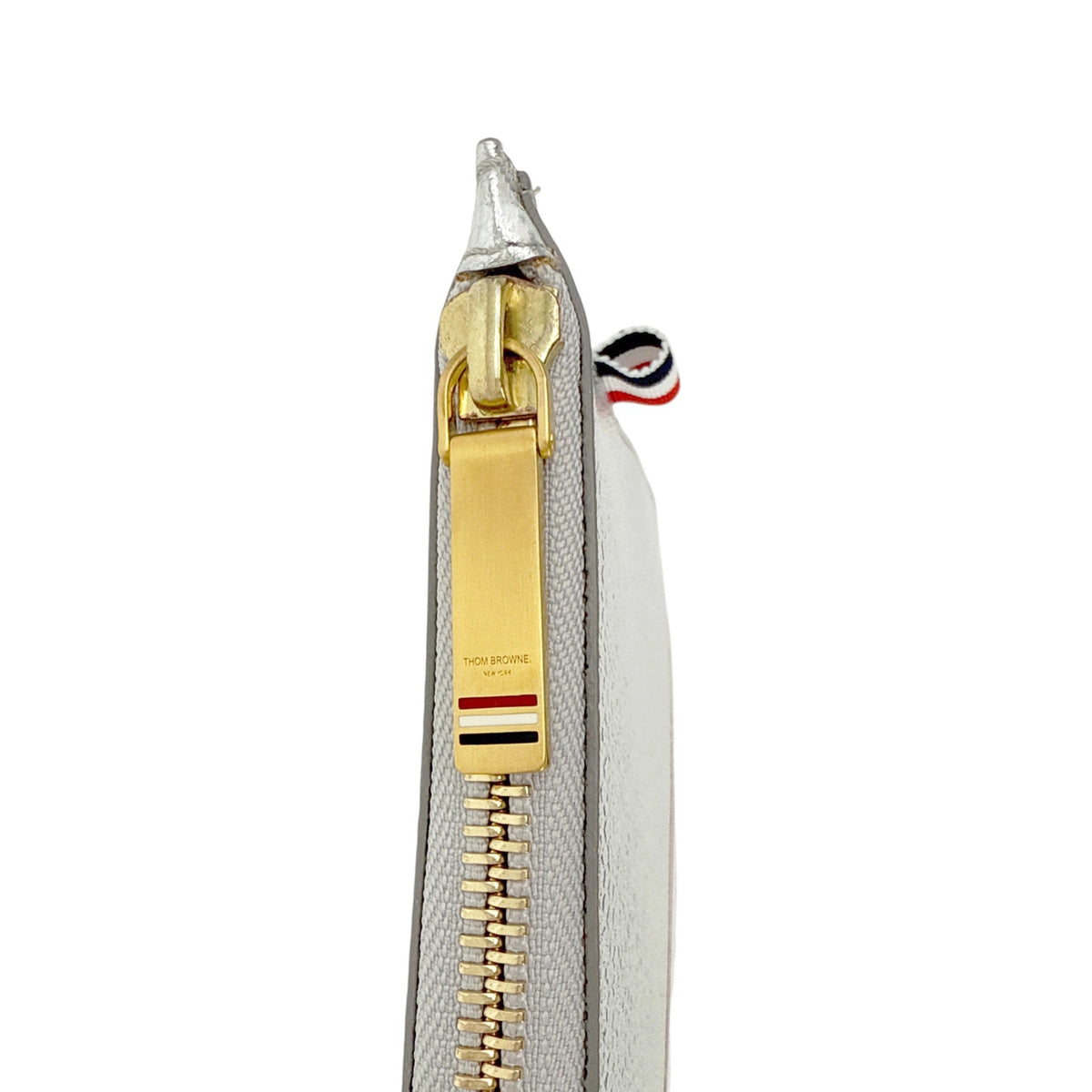 THOM BROWNE Diagonal Stripe Large Coin Wallet Clutch in Silver