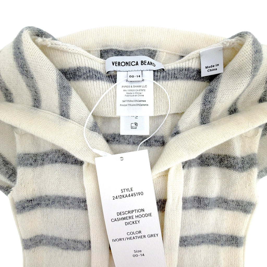 VERONICA BEARD Cashmere Hoodie Dickey in Ivory & Heather Grey