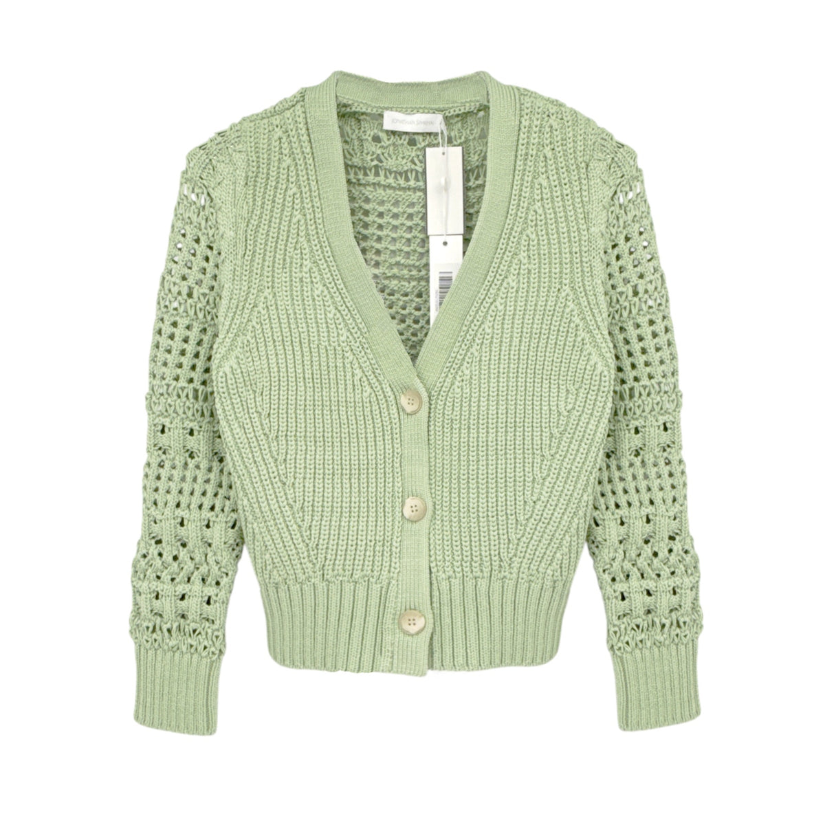JONATHAN SIMKHAI Ambrose Crochet Cardigan in Sage S