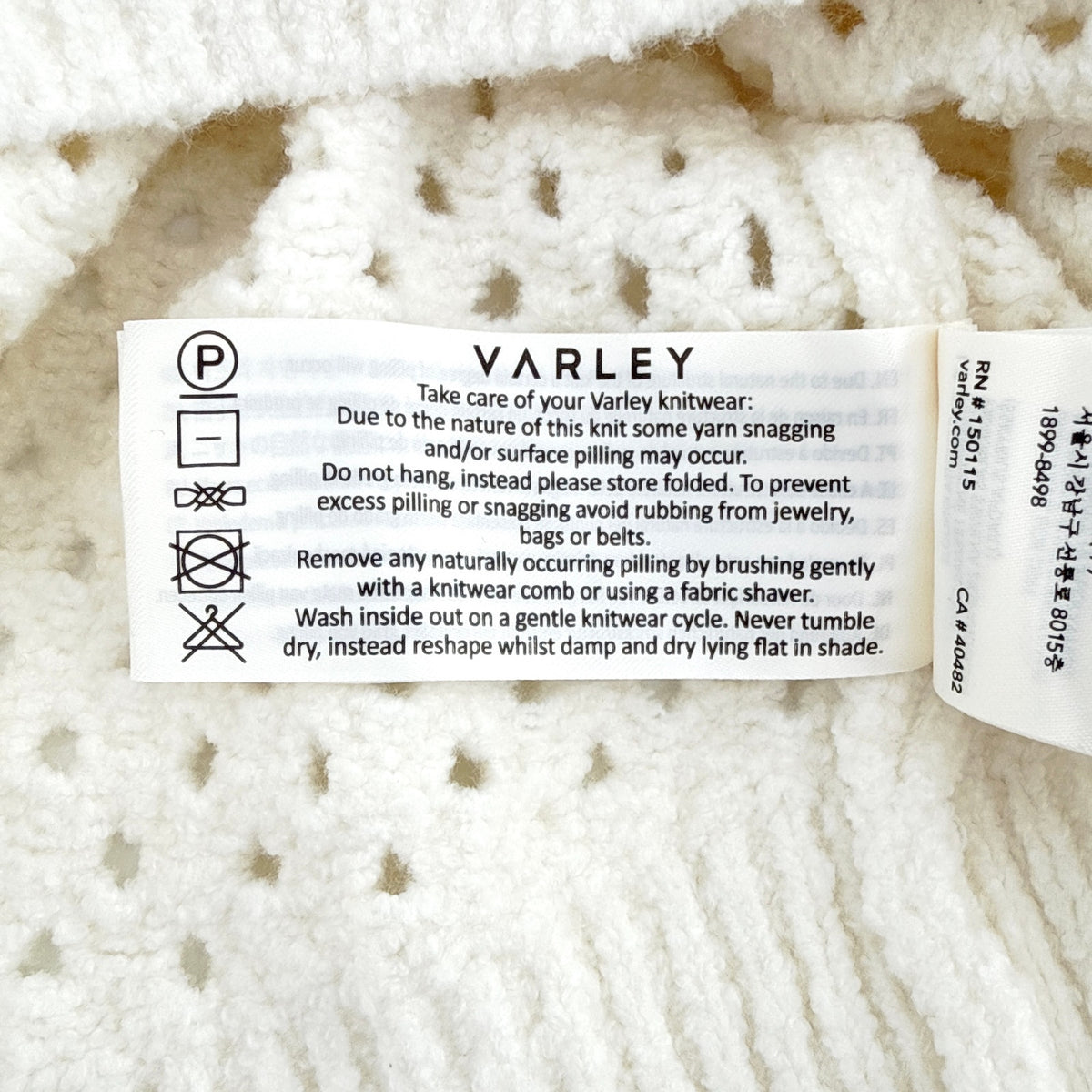 VARLEY Grady Bouclé Knit Sweater in Coconut Milk XS