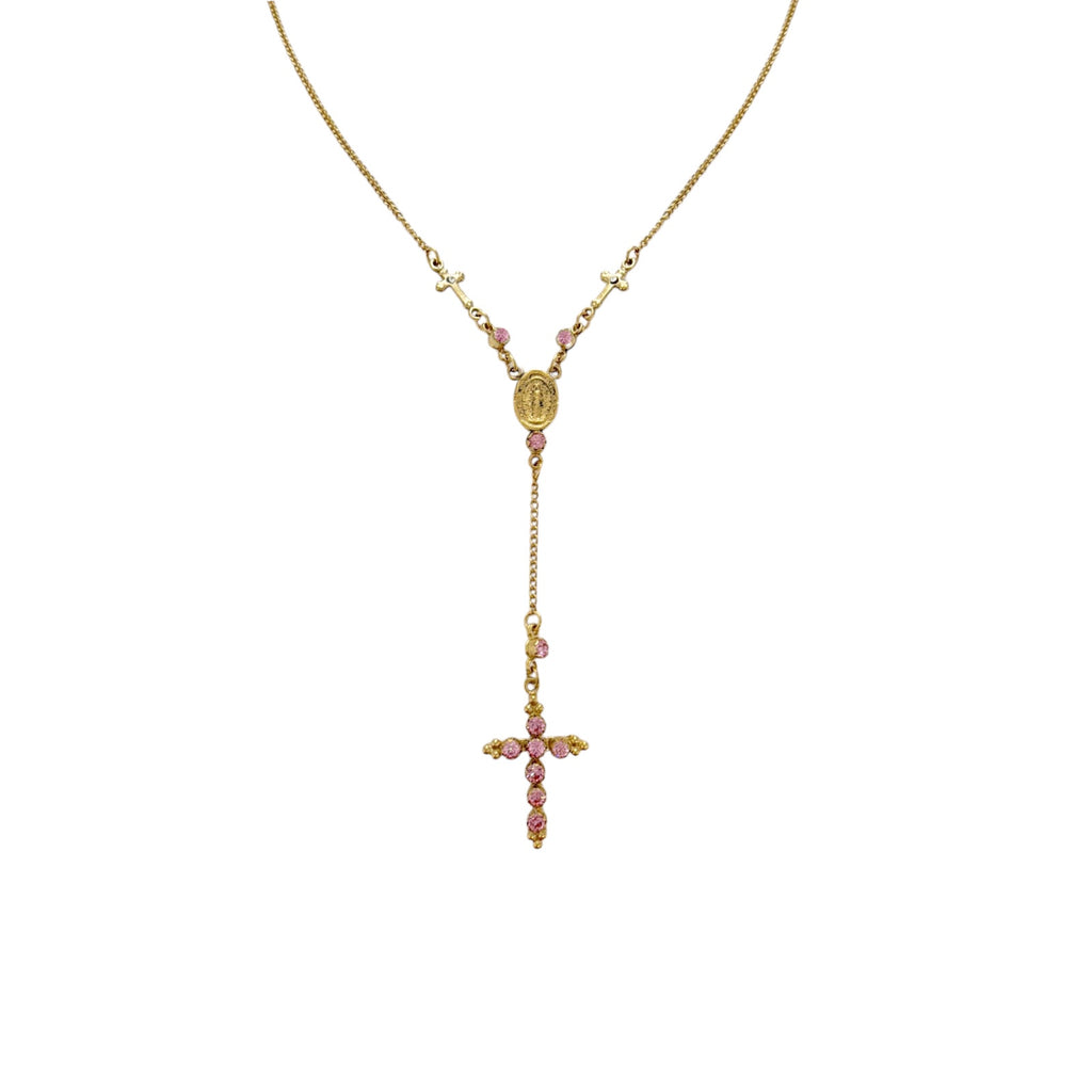 VIRGINS SAINTS & ANGELS VSA Maddie Rosary Necklace in Light Rose & Gold