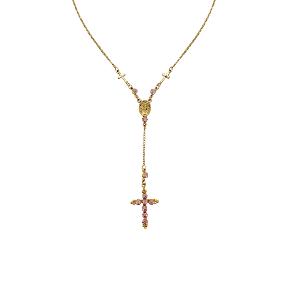 VIRGINS SAINTS & ANGELS VSA Maddie Rosary Necklace in Light Rose & Gold