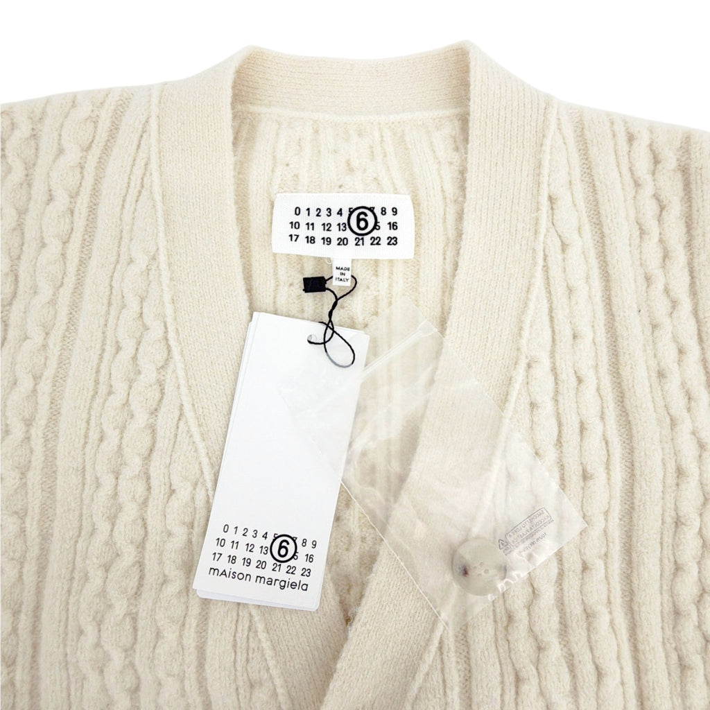 MM6 Maison Margiela Cable Knit Cardigan in Cream S