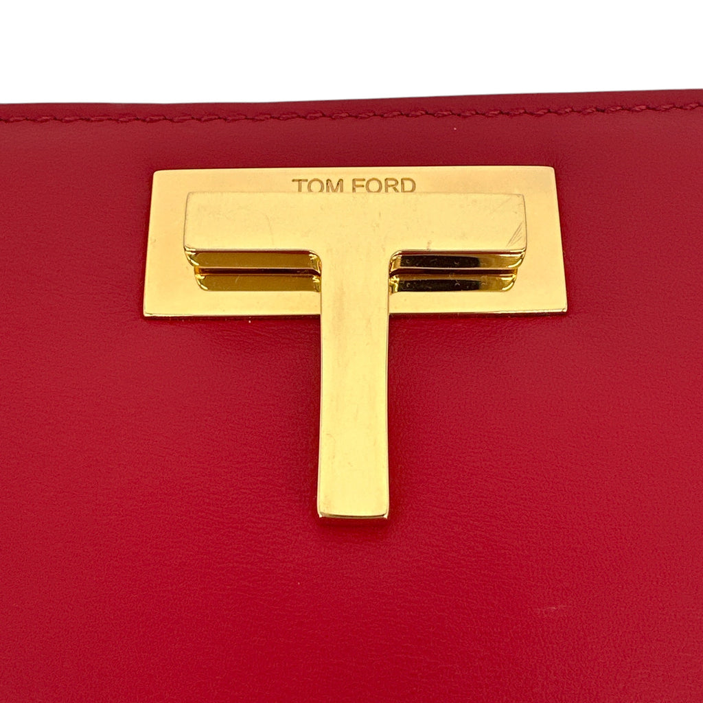 TOM FORD Cosmo T Lock Shoulder Bag in Red Leather