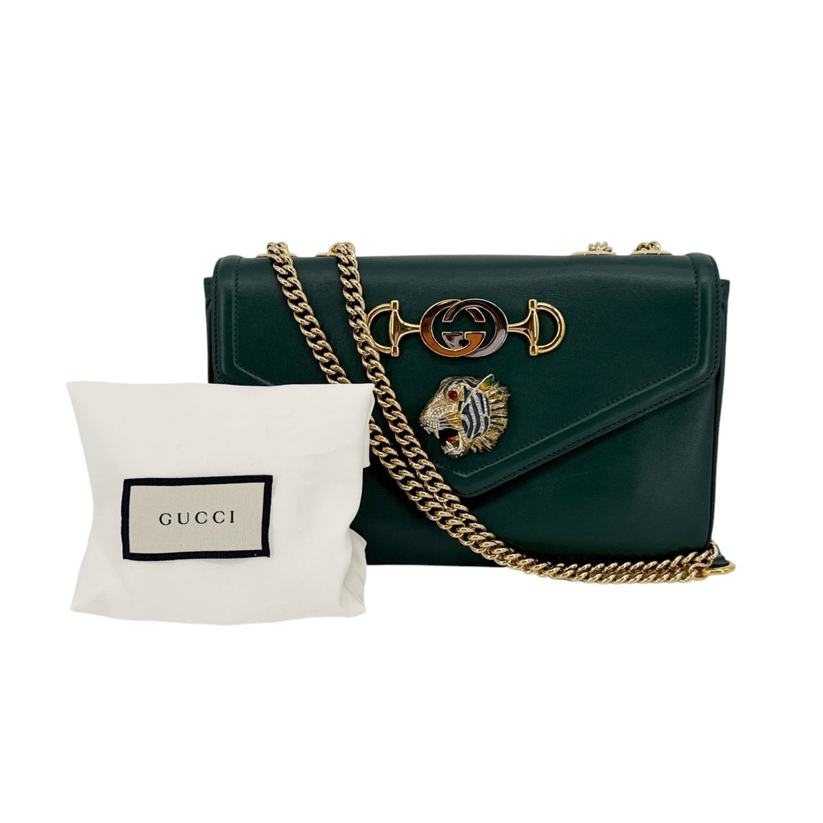 GUCCI Rajah Medium Shoulder Bag in Vintage Green