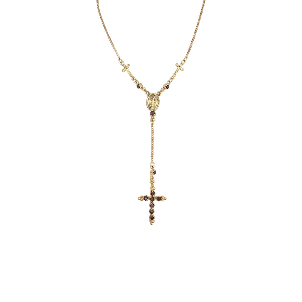 VSA Maddie Rosary Necklace Gold & Burgundy