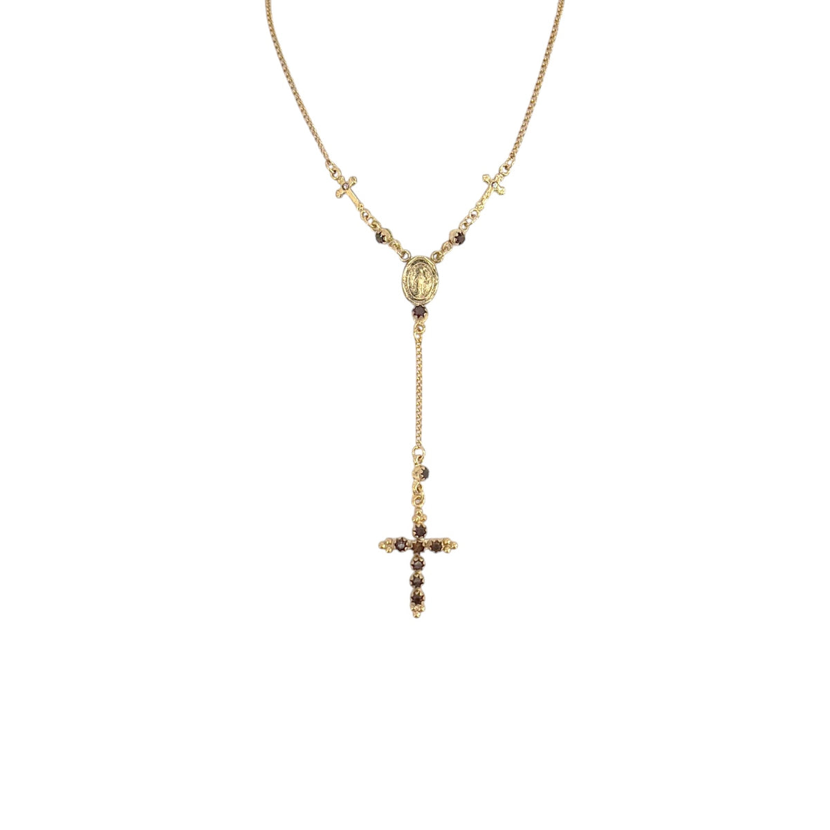 VSA Maddie Rosary Necklace Gold & Burgundy