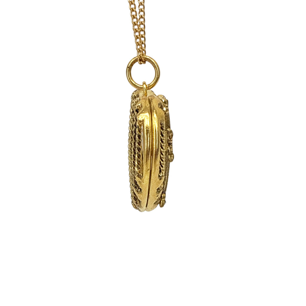 VIRGINS SAINTS & ANGELS VSA Caged Heart Cross Charm Necklace in Gold