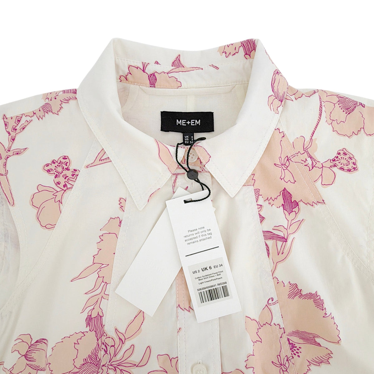 ME+EM Cotton Scribbled Floral Print Maxi Shirt Dress 2