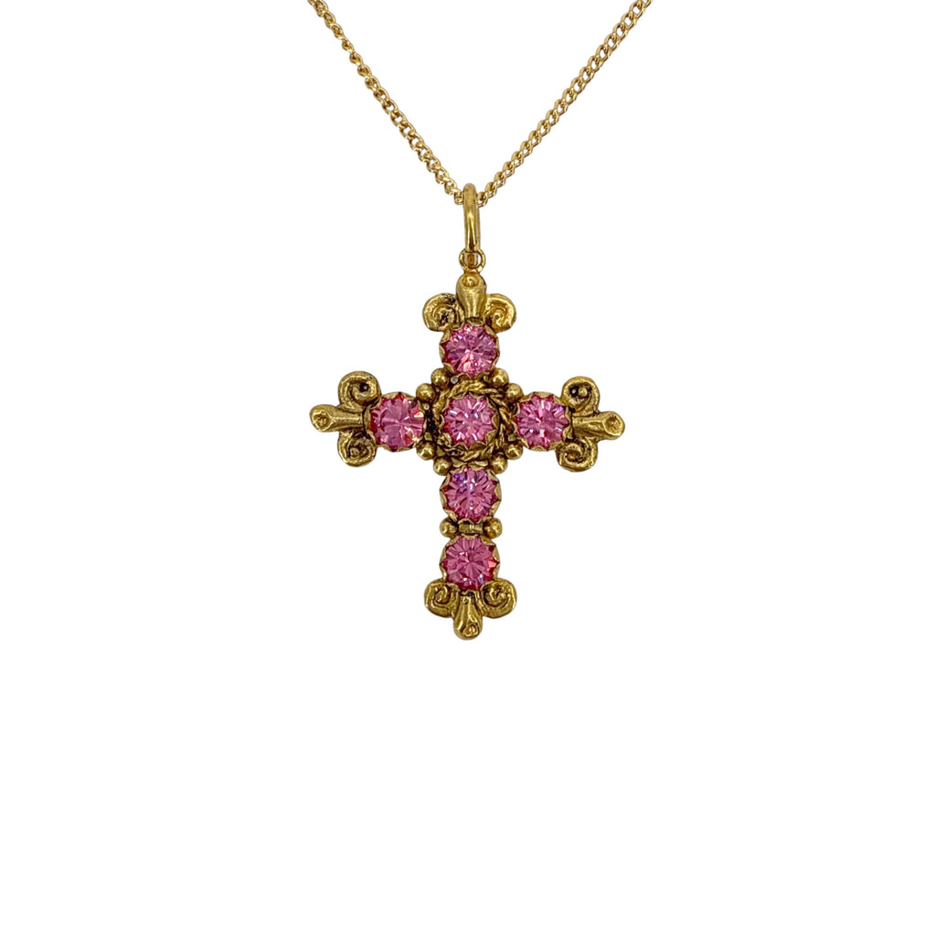 VIRGINS SAINTS & ANGELS VSA Addie Charm Necklace Gold & Pink