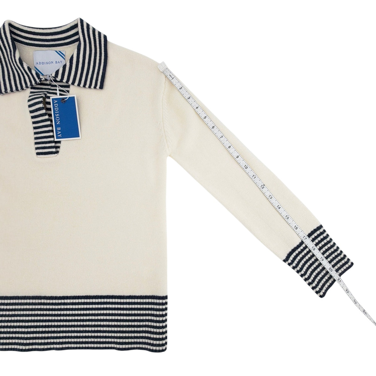 ADDISON BAY Carlyle Rugby Sweater in Cream & Navy XS